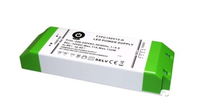 Sursă de alimentare POS FTPC150V12-D, driver LED POS 12V/11A 48-132W CV, carcasă din plastic, reglare intensitate TRIAC/ELV AC foto