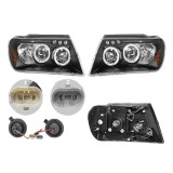 Set faruri Jeep Grand Cherokee (Wj/Wg), 05.1999-12.2004, partea Stanga+Dreapta, Tuning, Fata, Lampa de parcare pe fibra optica; Tip=USA; tip bec H1+H