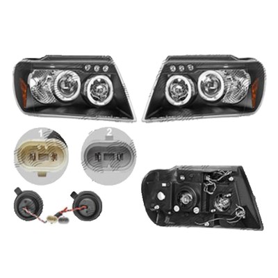 Set faruri Jeep Grand Cherokee (Wj/Wg), 05.1999-12.2004, partea Stanga+Dreapta, Tuning, Fata, Lampa de parcare pe fibra optica; Tip=USA; tip bec H1+H foto