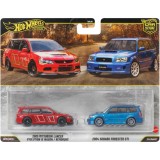 Set 2 masini metalice, Hot Wheels, Car Culture, 2005 Mitsubishi Lancer Evolution IX Wagon si 2004 Subaru Forester STI, JHW46
