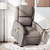 VidaXL Fotoliu rabatabil de masaj cu ridicare, gri taupe, textil