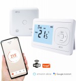 Termostat de camera digital wireless Wifi programabil Tuya, Alexa, Google, -5 C , +30 C, senzor NTC 10K, IP30 , alimentare cu 2 A baterii AAA (nu sunt, Omu System