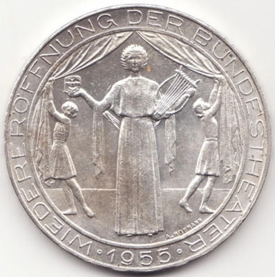 Moneda Austria - 25 Schilling 1955 - Teatru - Argint foto