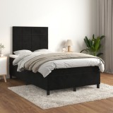 Cumpara ieftin Gossi pat box spring cu saltea, negru, 120x200 cm, catifea