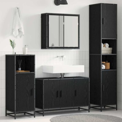 vidaXL Set de mobilier pentru baie 4 pcs Stejar negru 90 x 33 x 60 cm 3402325 foto