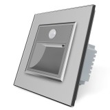 Lampa de veghe LED Livolo cu senzor de miscare si rama din sticla gri