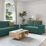 vidaXL Set de canapele cu perne, 3 piese, verde &icirc;nchis, catifea