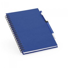 Notepad cu spirala B6 cu 160 de pagini reciclate liniate, coperta tare si suport pentru pix, 13x18 cm, albastru inchis