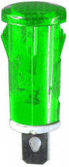 Indicator cu bec, 220V, 12x38mm, verde - 124818 foto