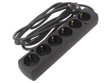 Prelungitor 6 Prize Schuko 3x1,5mm2 PVC Negru