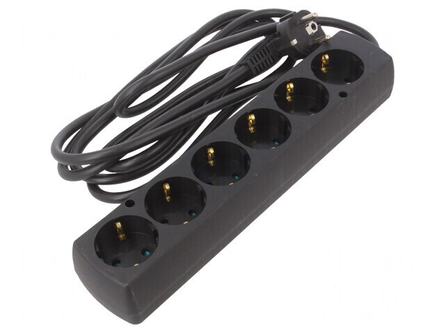 Prelungitor 6 Prize Schuko 3x1,5mm2 PVC Negru