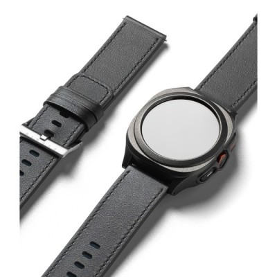 Curea pentru Fossil Hybrid 24mm / Mobvoi TicWatch Pro 5 / Suunto 9 / Suunto 9 Baro / Suunto D5 - Ringke Leather One Basic Bold - Black foto