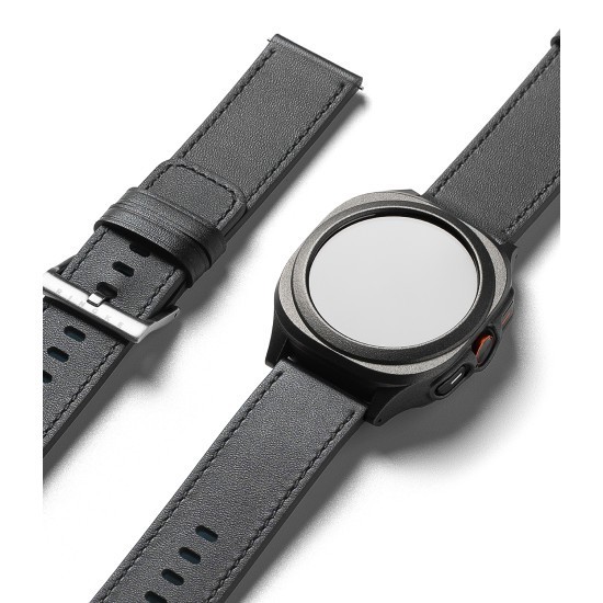 Curea pentru Fossil Hybrid 24mm / Mobvoi TicWatch Pro 5 / Suunto 9 / Suunto 9 Baro / Suunto D5 - Ringke Leather One Basic Bold - Black