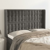 VidaXL Tăblie de pat cu aripioare gri &icirc;nchis 147x16x118/128 cm catifea 3120063