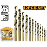 Burghie hss metal set 12 bucati - Ingco AKDB1125