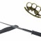 Set baston telescopic flexibil argintiu, maner cauciuc, 47 cm + pumnal/box crani