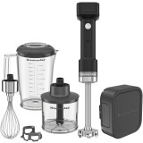 Mixer vertical cu accesorii KitchenAid Go Cordless 5KHBRV75BM, cu baterie, Negru mat