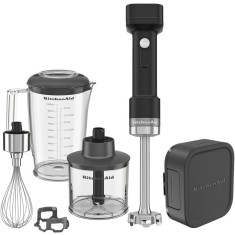 Mixer vertical cu accesorii KitchenAid Go Cordless 5KHBRV75BM, cu baterie, Negru mat