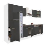 Leziter Yorki 310 Mobilier Bucatarie Modular Bloc 310cm Alb Antracit Stejar Blat 38mm