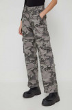Abercrombie &amp; Fitch pantaloni femei, culoarea gri, lat, high waist