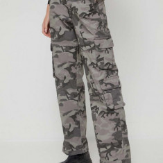 Abercrombie & Fitch pantaloni femei, culoarea gri, lat, high waist