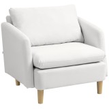 HOMCOM Fotoliu Modern pentru Living din Țesătură cu Șezut Larg și Gros, Crem | Aosom Romania