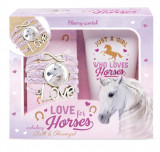 Set cadou fetite I LOVE HORSES (bratara + gel dus)