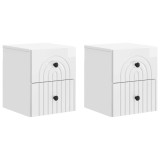 vidaXL Dulap de noapte suspendat cu sertar 2 pcs Alb foarte lucios 898134