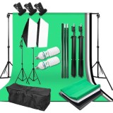 Cumpara ieftin Kit studio foto,2 lumini softbox,suport fundal 2x3 m,4 panze fundal,2x bec 135W + geanta transport, Dactylion