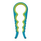 Desfacator capace borcane si sticle, din plastic, cu 4 dimensiuni, cu sistem anti-alunecare, lungime 22.5 cm, albastru/galben