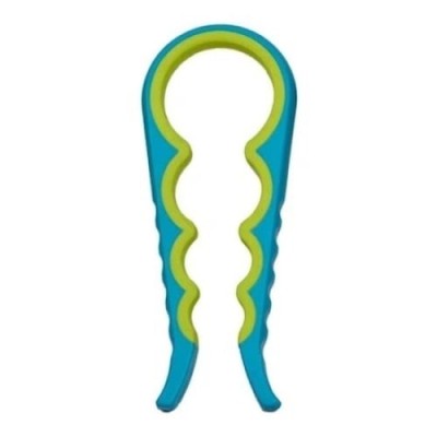 Desfacator capace borcane si sticle, din plastic, cu 4 dimensiuni, cu sistem anti-alunecare, lungime 22.5 cm, albastru/galben foto