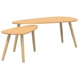 Cumpara ieftin Set masa cafea, 2 piese, lemn masiv de pin, maro