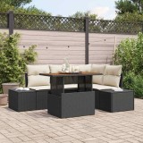 vidaXL Set de canapele pentru grădină 5 pcs Negru Rattan poli