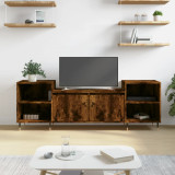 Comoda TV, stejar fumuriu, 160x35x55 cm, lemn prelucrat GartenMobel Dekor, vidaXL