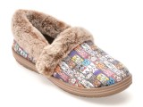 Papuci SKECHERS multicolor, BOBS TOO COZY, din material textil