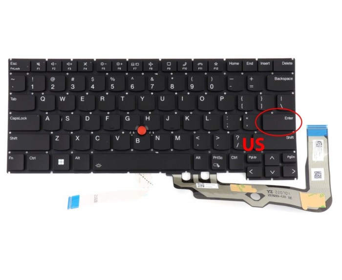 Tastatura Lenovo ThinkPad E14 GEN 5 iluminata layout US fara rama enter mic, ThinkPad T14P GEN 1 iluminata