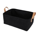 Coș Depozitare Rectangular Poliester Finisaj Pufos 44X31X17 Cm &ndash; Negru | Organizatoare Baie