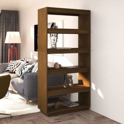 Bibliotecă/Separator cameră, maro miere, 80x35x167 cm lemn pin foto