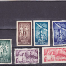 ROMANIA 1948 LP 249 O.S.P. DANTELAT SI NEDANTELAT SERIE MNH