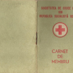 Romania, carnet de membru Societatea de Cruce Rosie din R. S. Romania