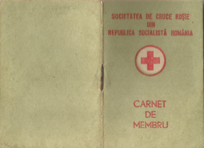 Romania, carnet de membru Societatea de Cruce Rosie din R. S. Romania