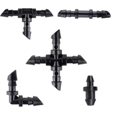 Set 200 de conectori pentru irigatii, plastic, negru foto