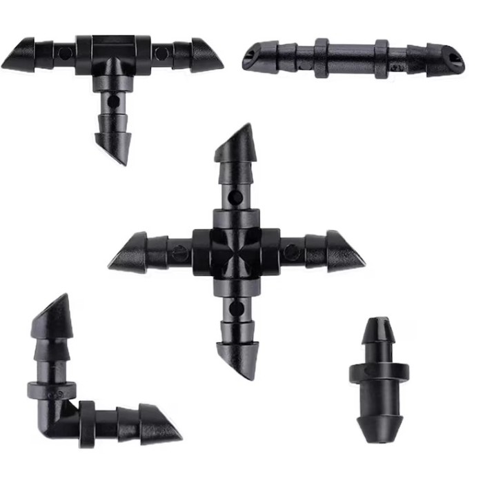 Set 200 de conectori pentru irigatii, plastic, negru