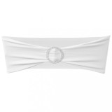 Cumpara ieftin Funda elastica decorativa scaun, catarama diamante, alb, 25 buc.