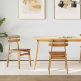 vidaXL Scaun de sufragerie 2 pcs natural Lemn Solid de Cauciuc 42020513