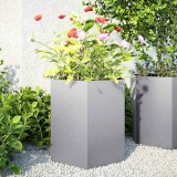 vidaXL Jardiniere Grădină Oțel Galvanizat Hexagonală 46x40x45cm Argintiu (2 buc)