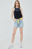 Superdry pantaloni scurti jeans femei, neted, medium waist