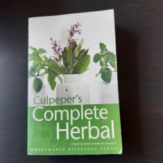 CULPEPER'S COMPLETE HERBAL - NICHOLAS CULPEPER (CARTE IN LIMBA ENGLEZA)