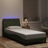 VidaXL Cadru de pat cu lumini LED, gri deschis, 90x190 cm, catifea