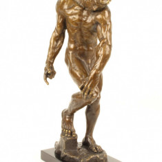 Adam - statueta mare din bronz pe soclu din marmura YY-28